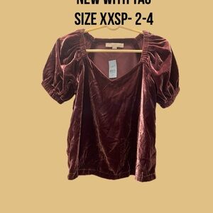 New With Tag Ann Taylor Loft Velvet Top Size XXSP